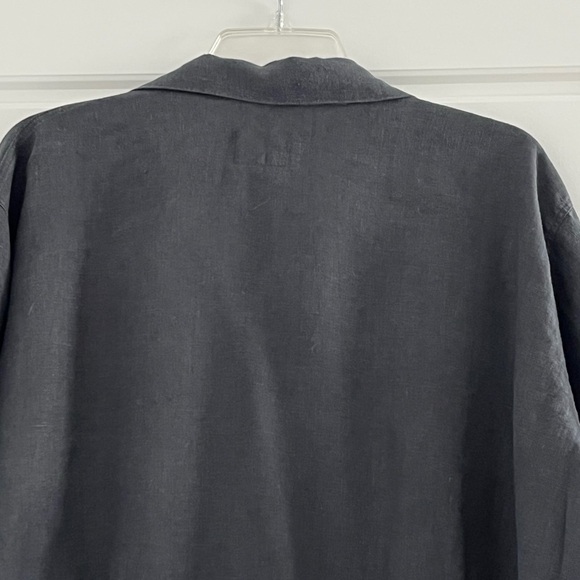 FLAX by Jeanne Engelhart 100% Linen Black Oversized Button Front Blazer Jacket L - Picture 7 of 14